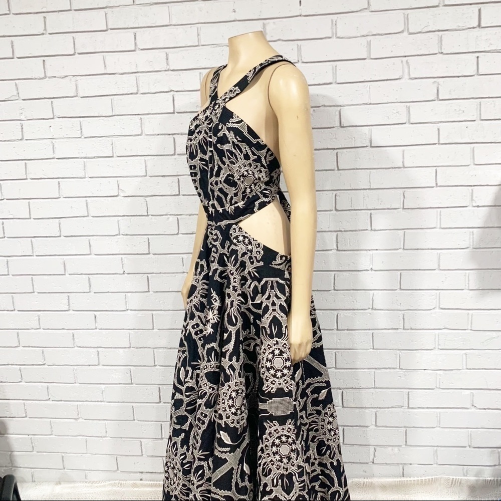 Asos Edition Embroidered Halter Midi Black Cutout Dress - Picture 5 of 14